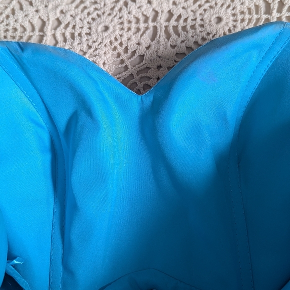 Rhinestone & Sequin Bodice Strapless Party/Prom Dress Sky Blue Size M - Picture 12 of 16